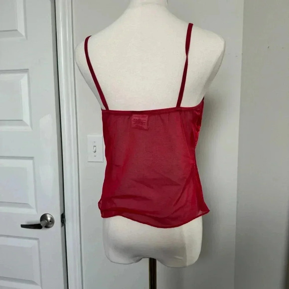Y2K vintage Red Velvet Lace Trimmed Camisole with ribbons coquette cottagecore L - Picture 5 of 6